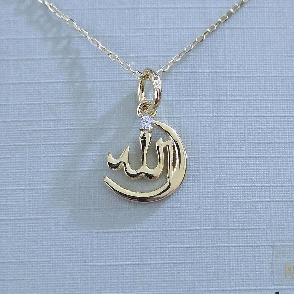 Lesa Michele "Allah"🕌 Crescent Moon and Star☪️ Pendant Necklace - NIB - Picture 4 of 16
